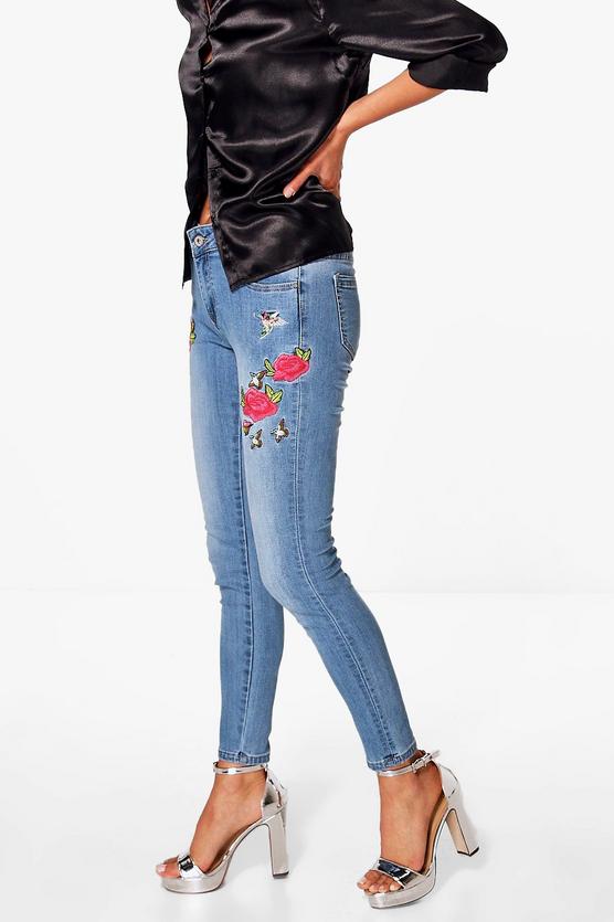 Sofia Floral Embroidered Skinny Jeans